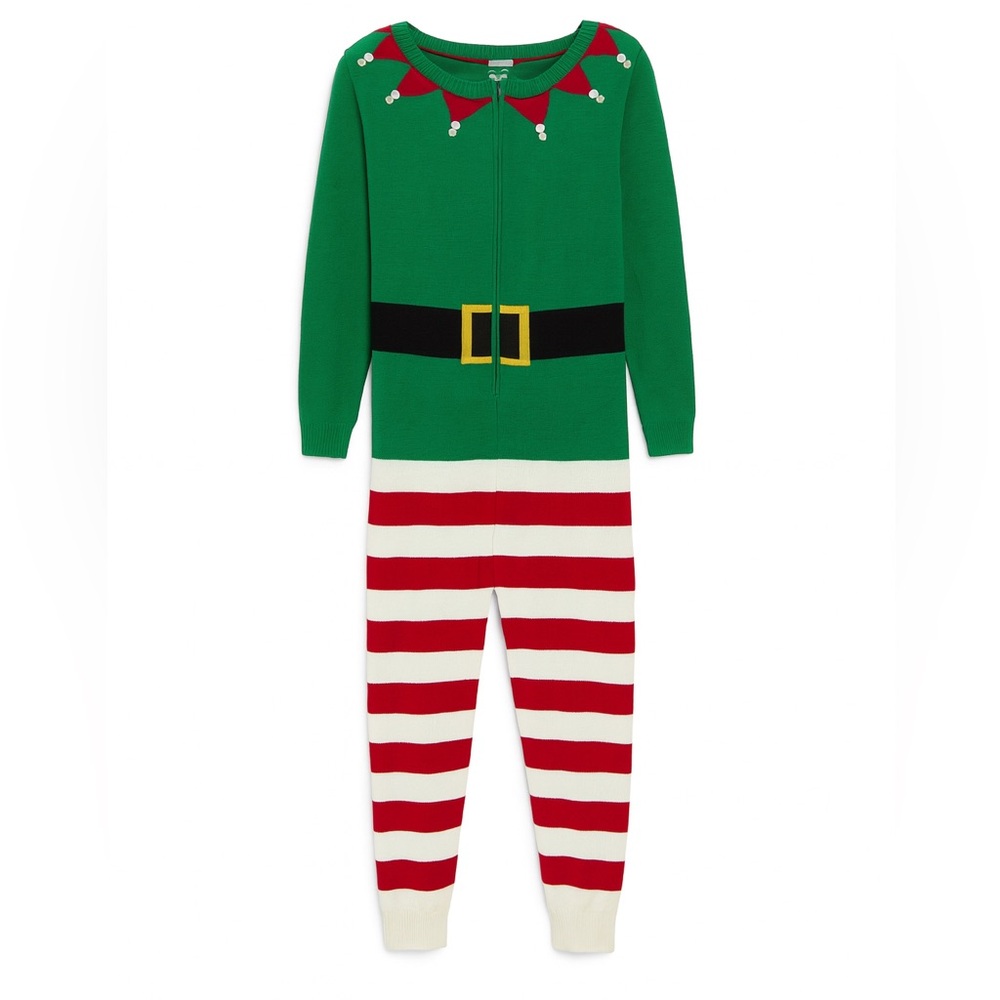 Adult Knit Elf Onesie Costume